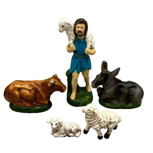 Vintage Dickson Hand-Painted Nativity Scene Set Complete w Stable Japan 12 Pc - Picture 9 of 16